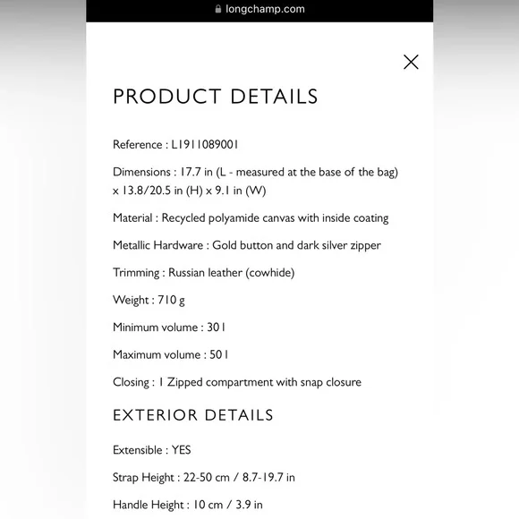 LONGCHAMP LE PLIAGE TRAVEL EXPANDABLE BAG - Picture 11 of 11